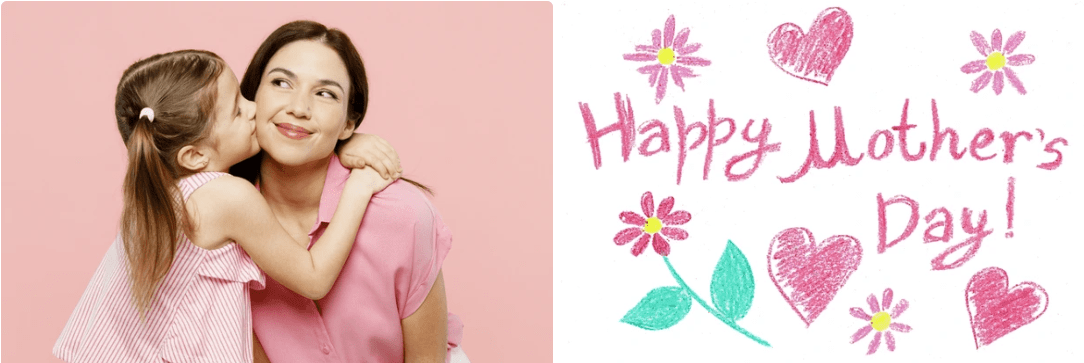 happy mother with child kissing cheek