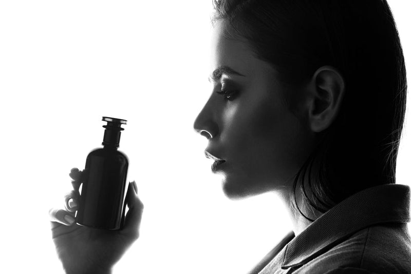 Bondi Basics black and white picture lady and perfume bottle