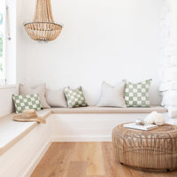 Cushion Cover-With Piping-Check Sage-45cm x 45cm