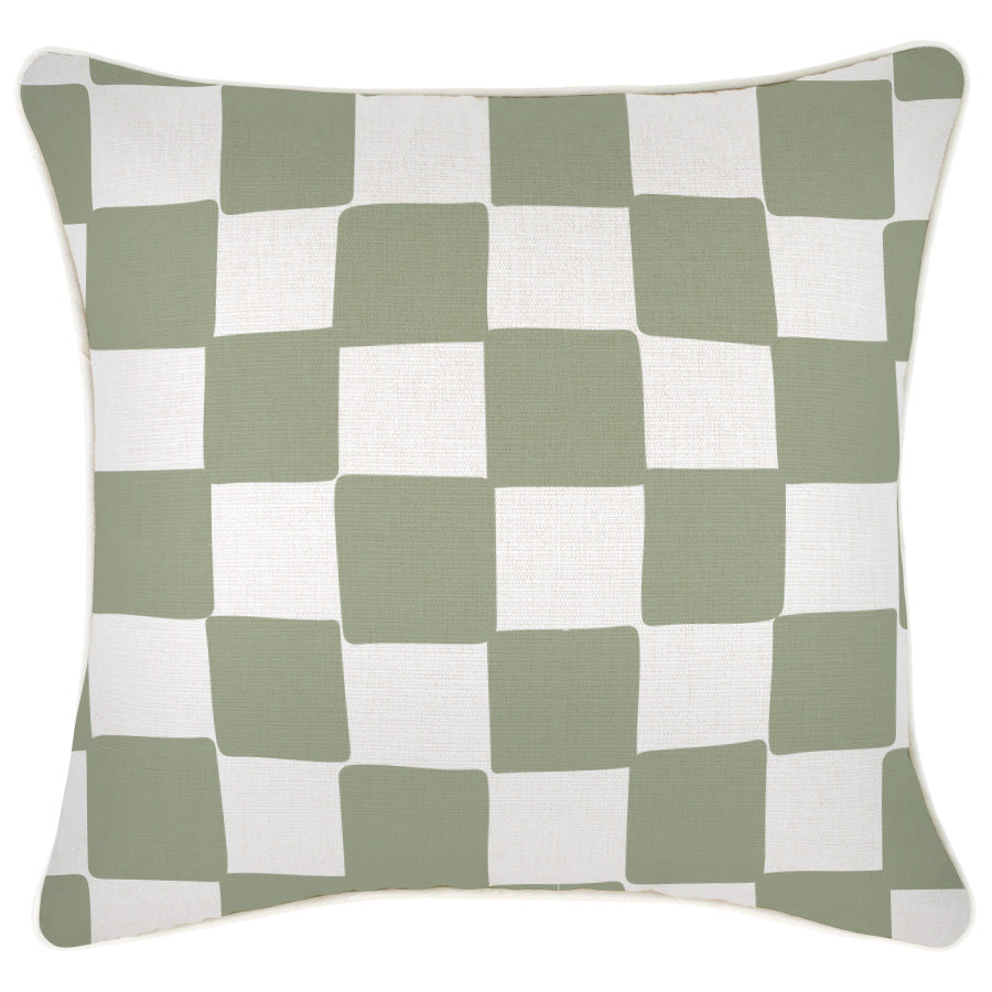 Cushion Cover-With Piping-Check Sage-45cm x 45cm