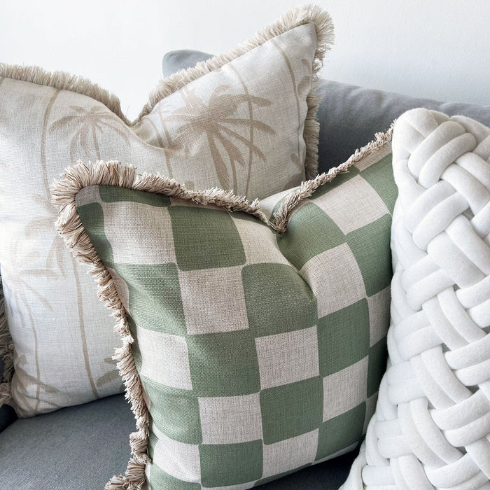 Cushion Cover-Coastal Fringe-Tall Palms Beige-60cm x 60cm