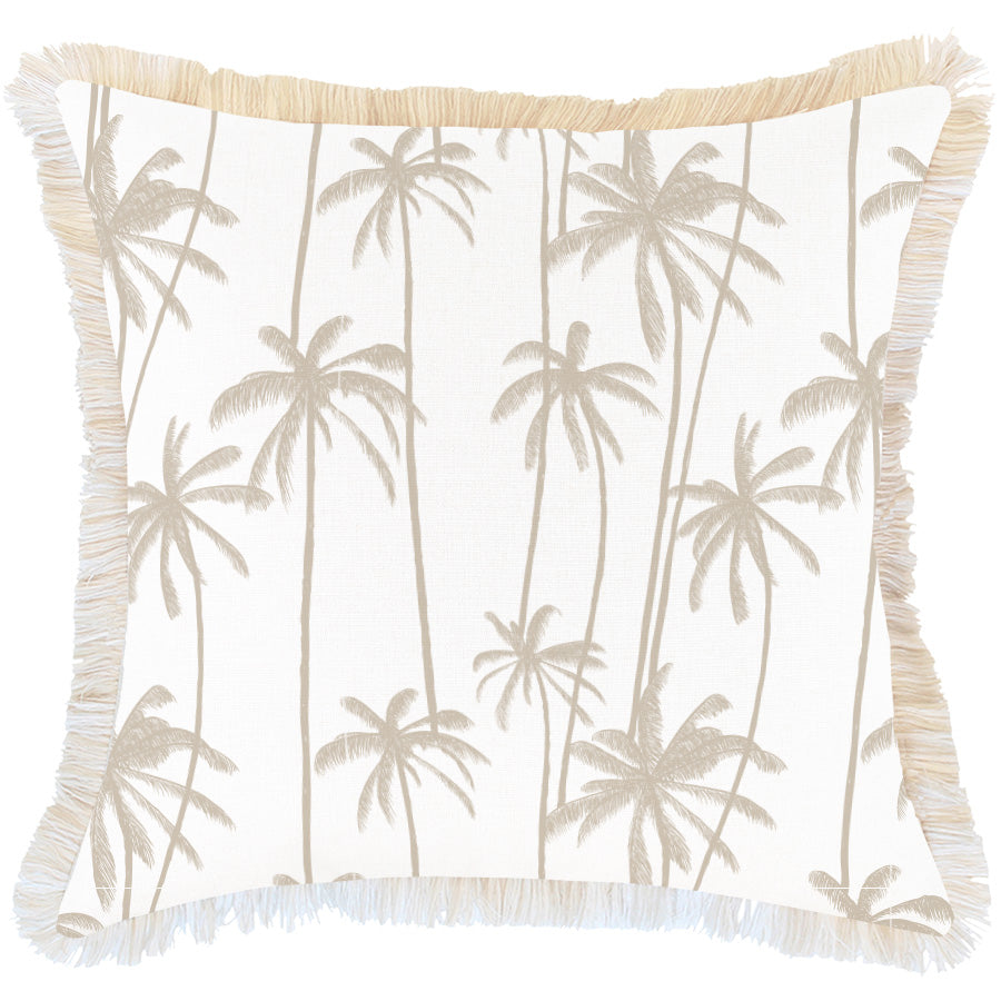 Cushion Cover-Coastal Fringe-Tall Palms Beige-60cm x 60cm