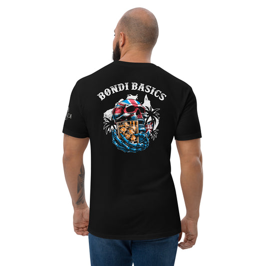 Bondi Basics mens-fitted-t-shirt-black-back Skull and Whisky Glass Tshirt Skull and Whisky