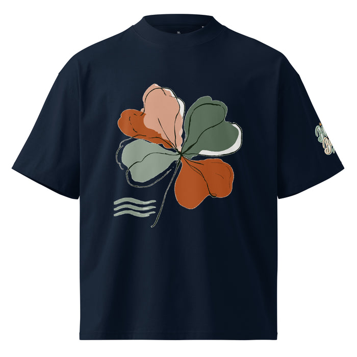 Four-leaf clover oversized organic cotton t-shirt in navy — Bondi Basics