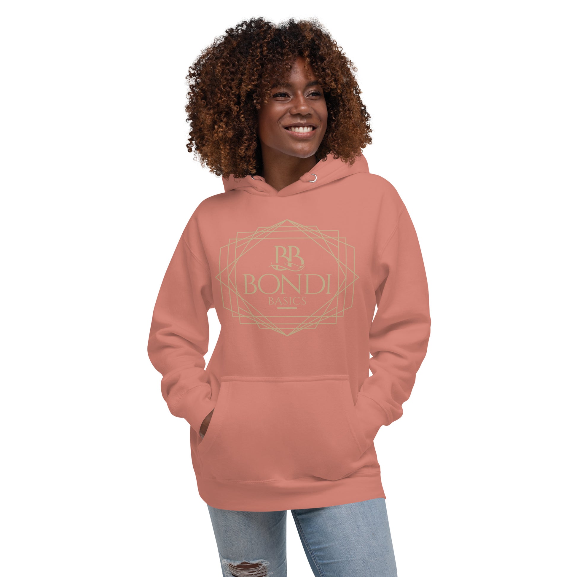 Bondi Basics unisex hoodie dusty rose front view