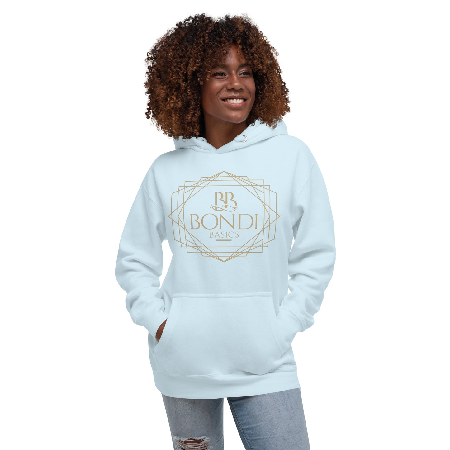 Bondi Basics unisex hoodie baby blue front view