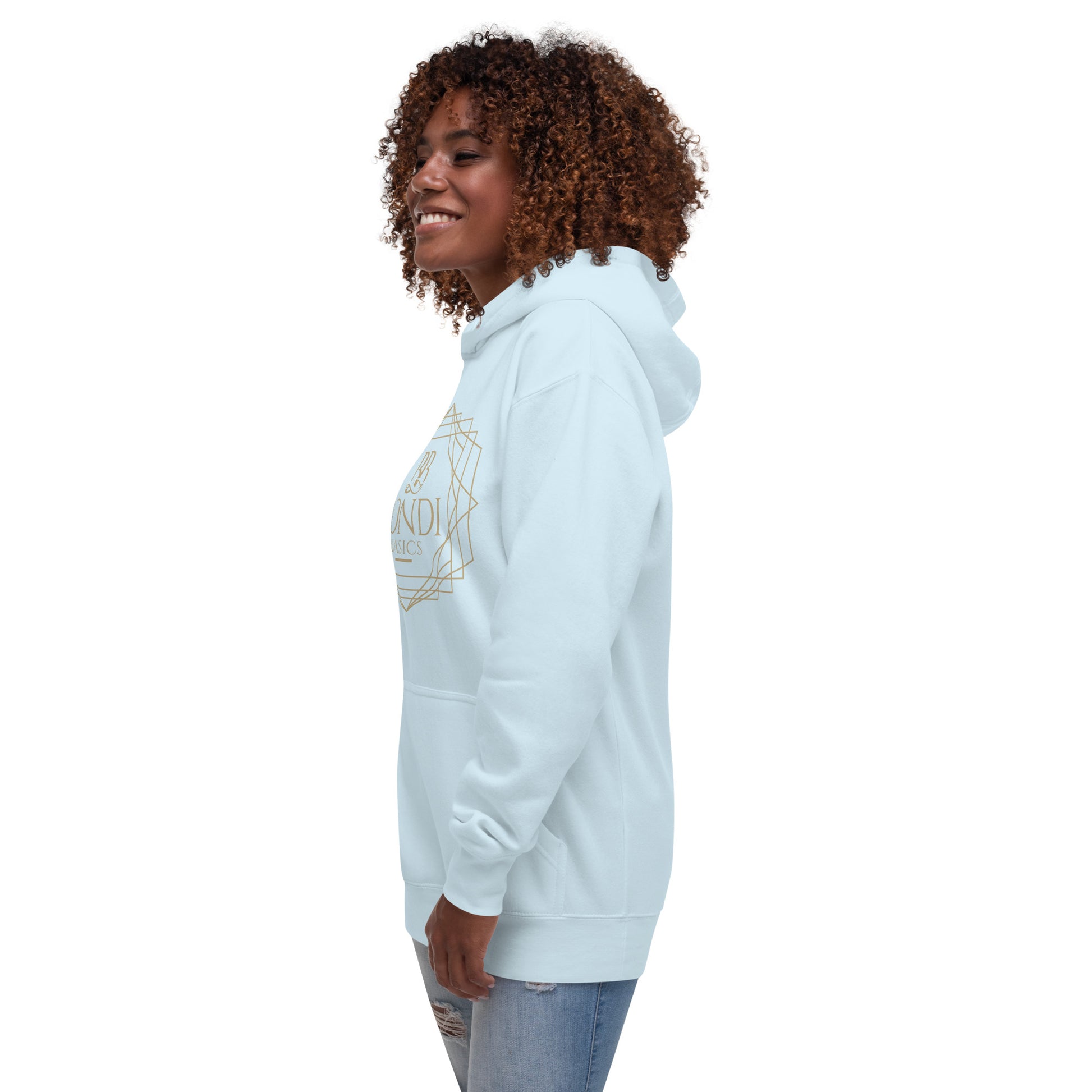 Bondi Basics unisex hoodie baby blue side view