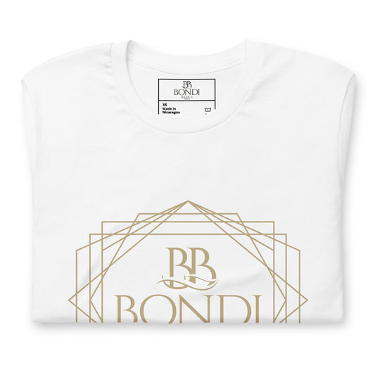 Bondi Basics white tshirt classic gold logo