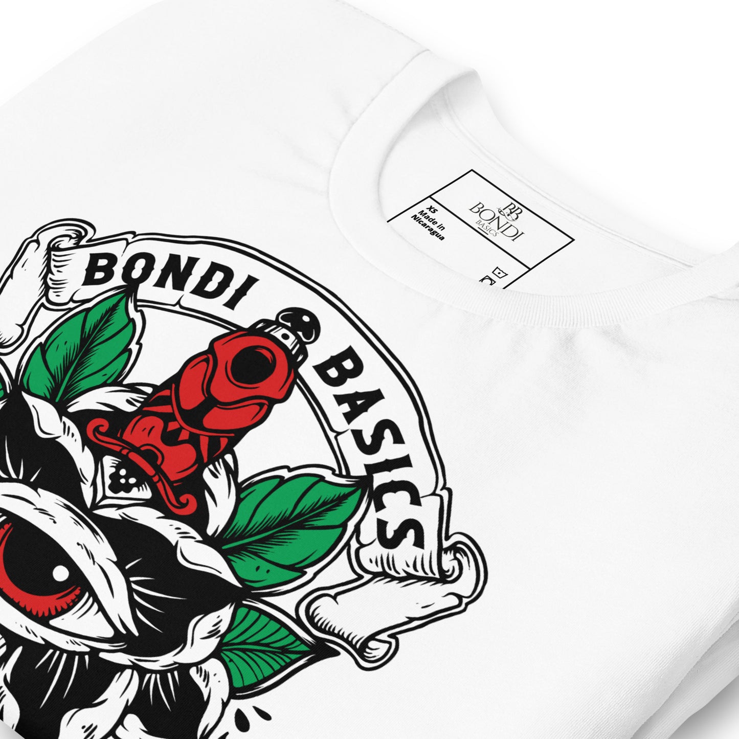 Bondi Basics White Mens urban clothing tshirt with Evil eye Design top